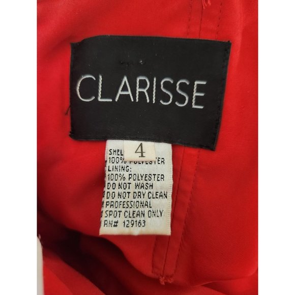 Clarisse Strapless Mermaid Sequin Bottom Ruffled Dress Red. Size 4 - Picture 7 of 7